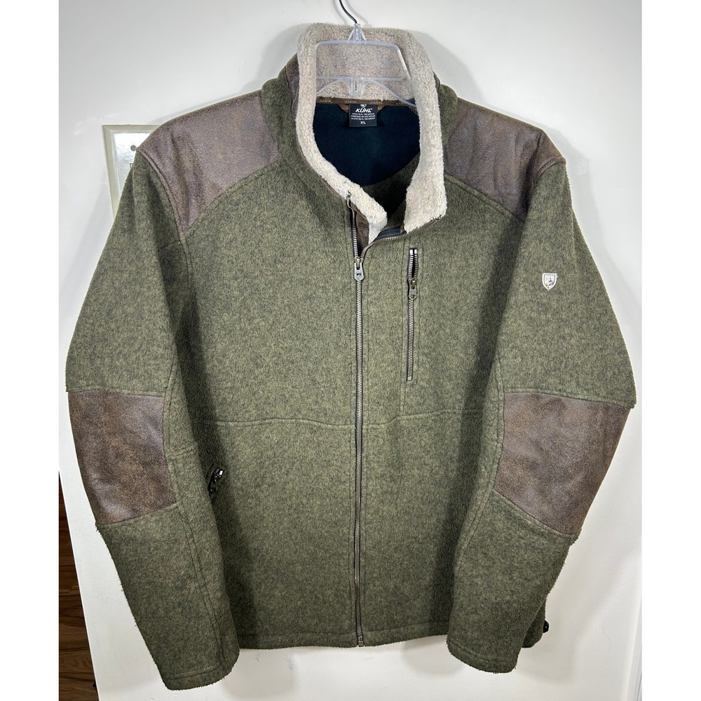 KUHL Alpenwurx Jacket Men XL Olive Green Full Zip Fleece 3173 Rugged Outdoor